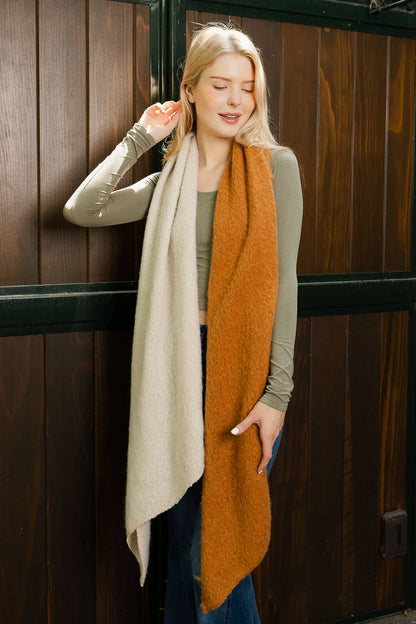 Leto Accessories - Trendy Cozy Colorblock Scarf – Double-Tone Comfort